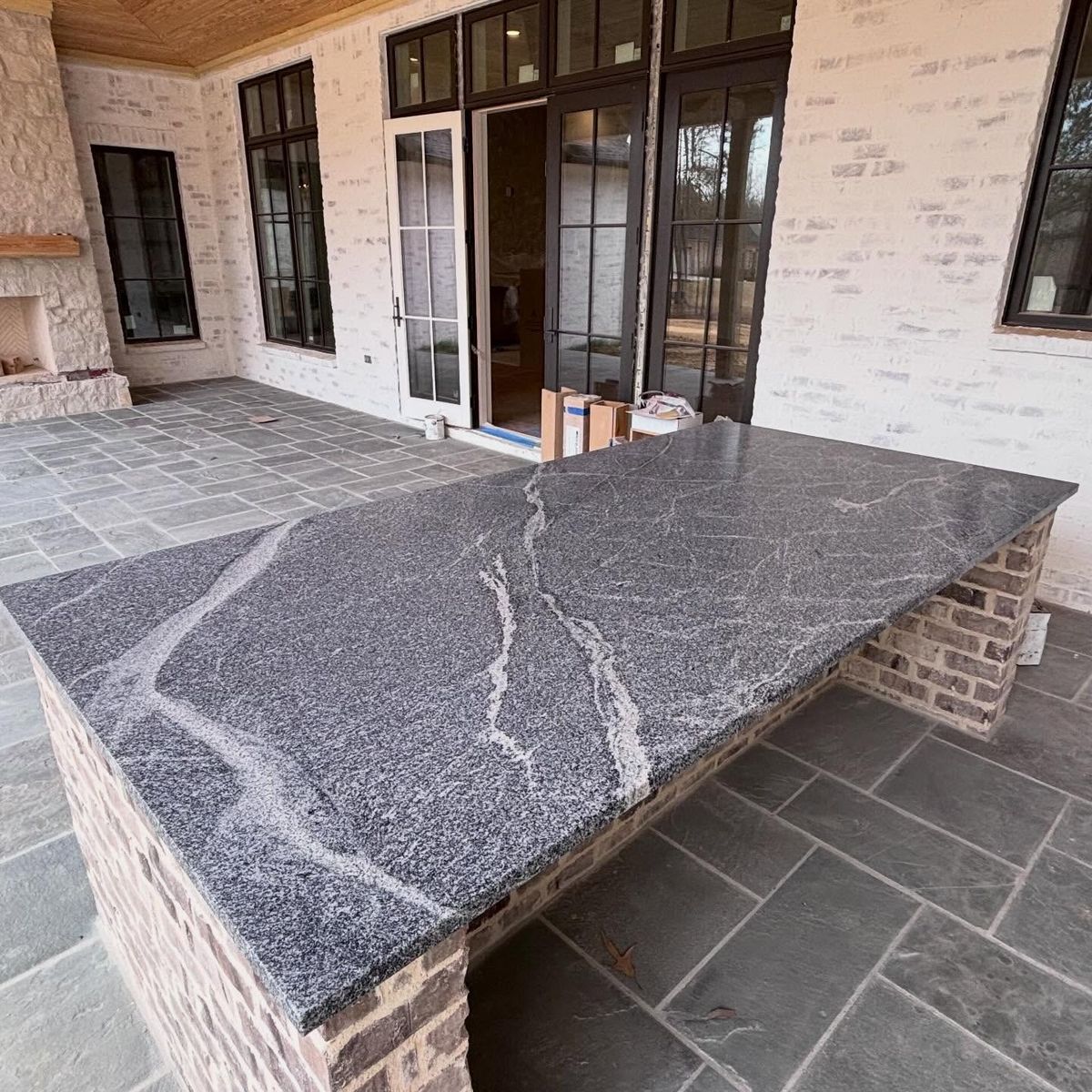 Granite countertop installation on outdoor kitchen in Jackson MS