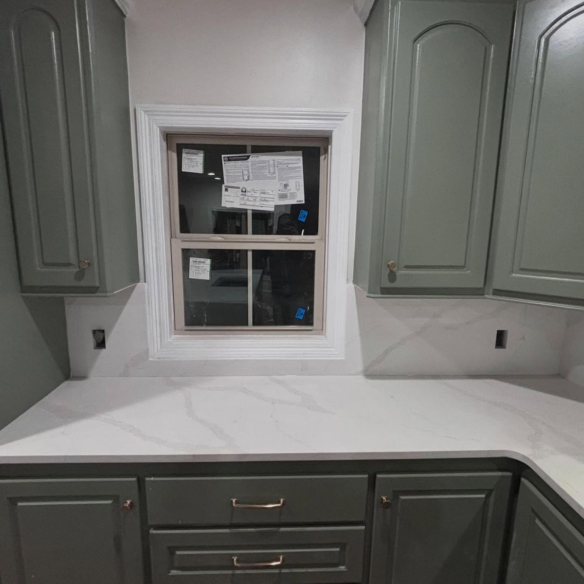 White quartz kitchen countertop with backsplash Jackson MS
