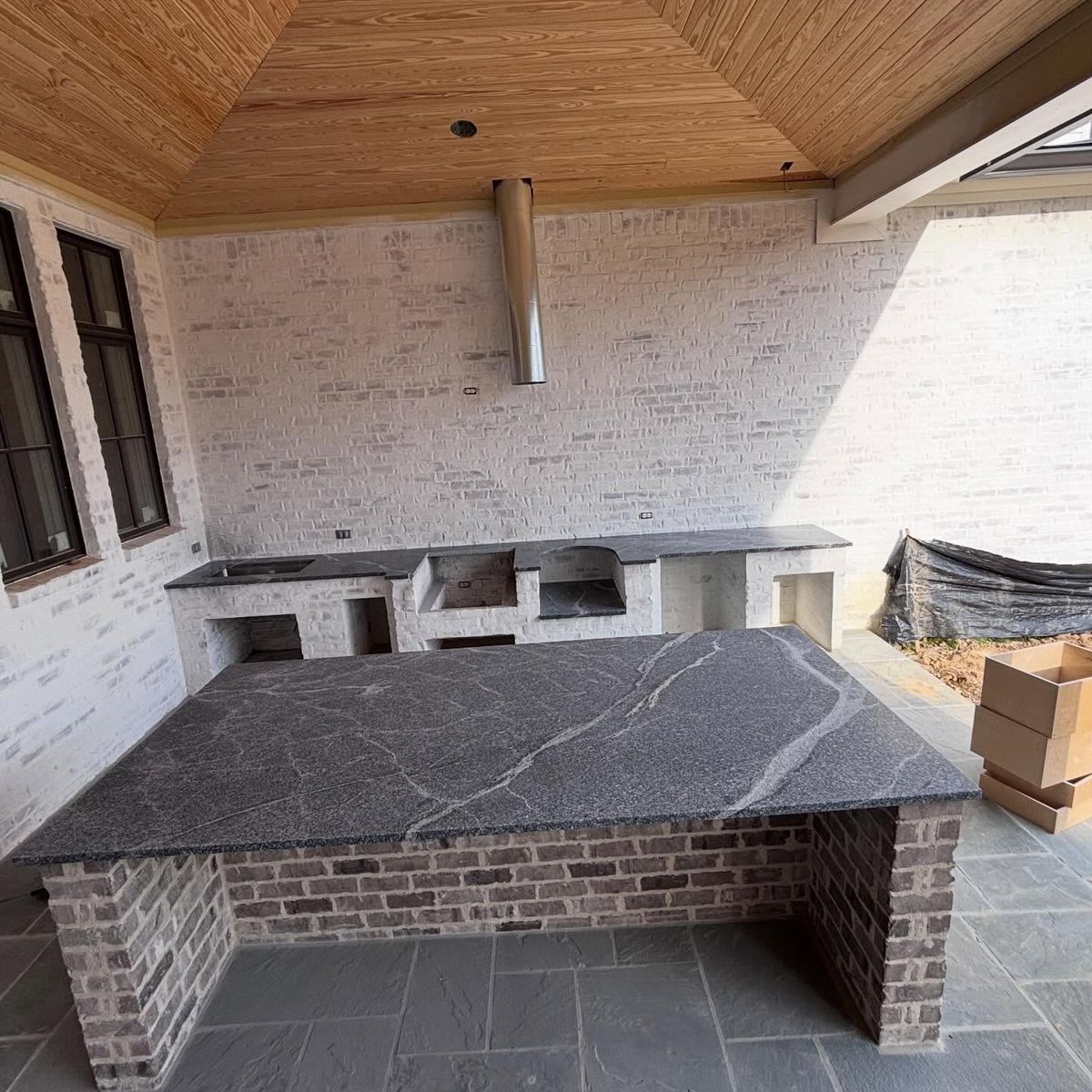 Granite outdoor kitchen island countertop installation Mississippi
